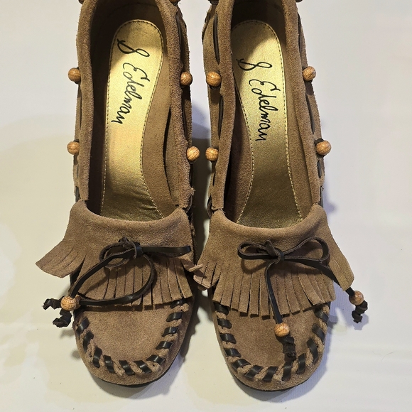 Sam Edelman Suede Beaded Fringe Moccasin Wedge - Picture 5 of 10